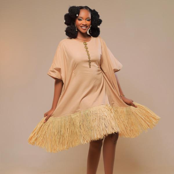 IZZY COTTON RAFIA SHORT KAFTAN